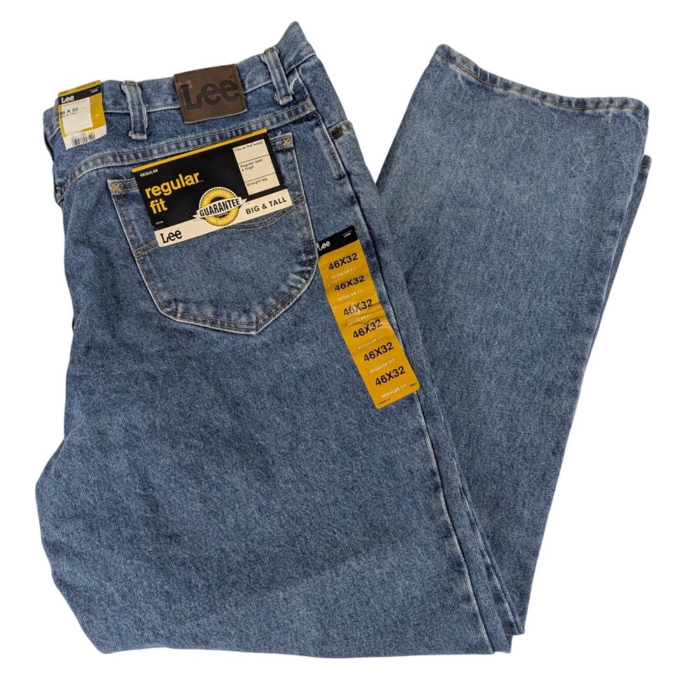 Lee Mens Regular Fit Straight Leg Jeans Pepper Stone Blue Big & Tall 46X32 NWT